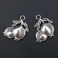wkoud 4pcs silver plated metal pomegranate pendants fruit charms diy necklace earrings charms good luck charms 3433mm a316