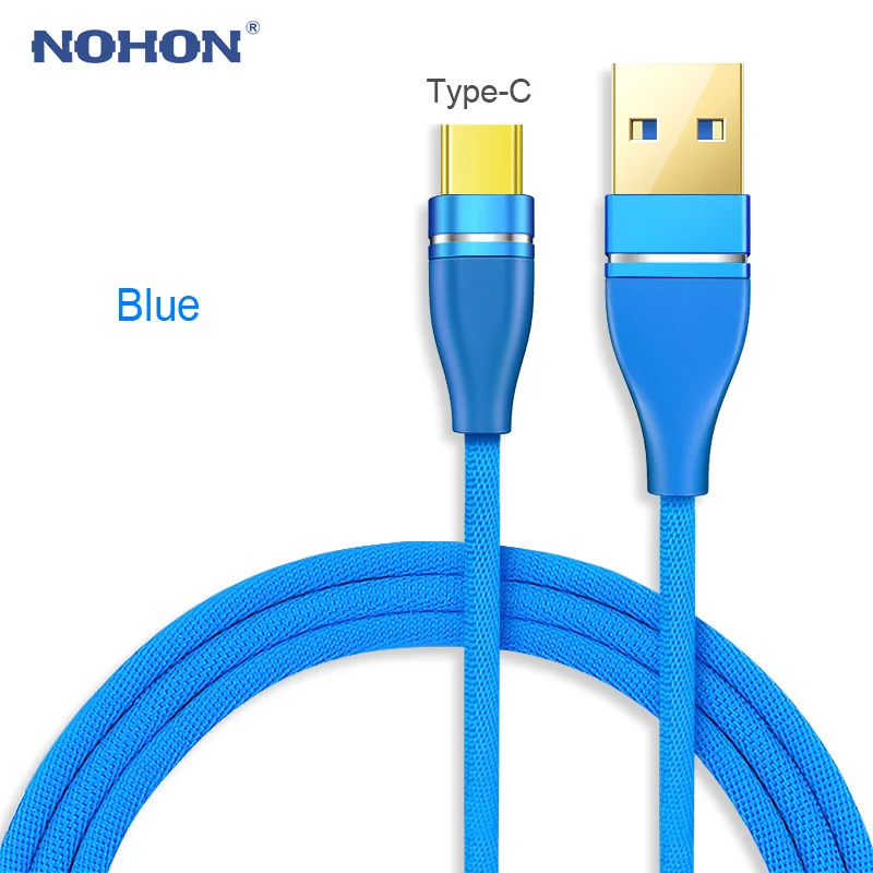 NOHON 3 в 1 USB кабель позолоченный USB кабель для зарядного устройства для iPhone 8 7 6 6S Plus iOS 10 9 8 type C Micro USB-C кабели для телефонов Android - Цвет: For Type-C Blue