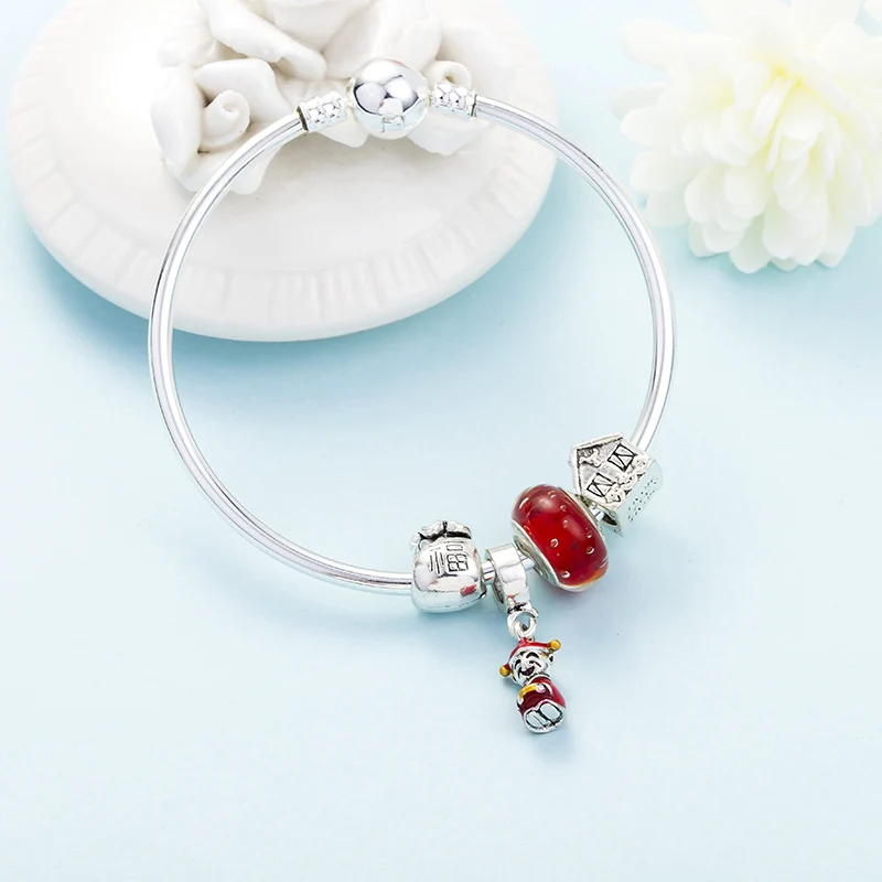 DINGLLY Принцесса платья амулет-Русалка браслет для женщин мужчин девочек оригинальные Морская звезда ракушки синие стеклянные бусины серебряный браслет подарок - Окраска металла: DSZ003