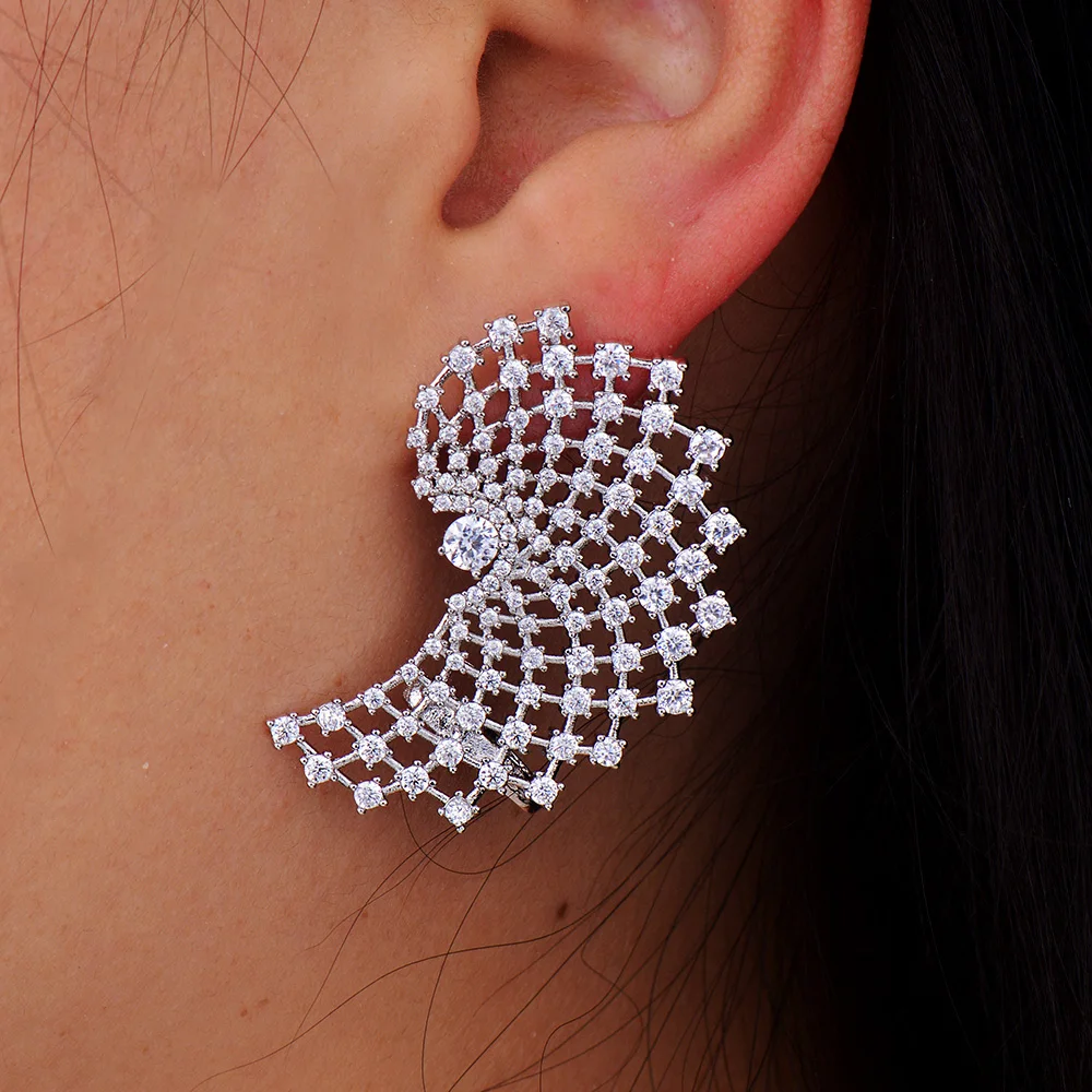 GODKI роскошный дизайн чудесный кубический циркон цветок серьги-манжеты 3 см * 4 |