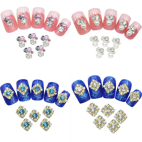 10 Шт. Сплава Кристалла Стикер Искусства Ногтя Rhinestone Советы Маникюр Наклейки