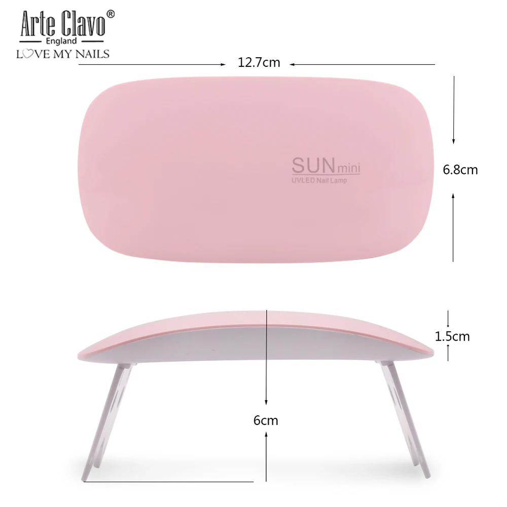 

Сушилка для ногтей Arte Clavo, 6 Вт, УФ светодиодный лампа, светодиодная лампа, Micro USB, прибор для отверждения гель-лака для домашнего использовани...