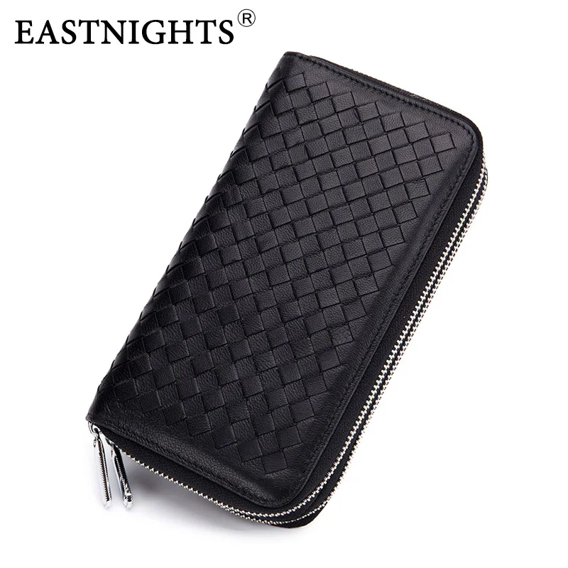 Длинный мужской кошелек EASTNIGHTS из натуральной кожи клатч на молнии бумажники для