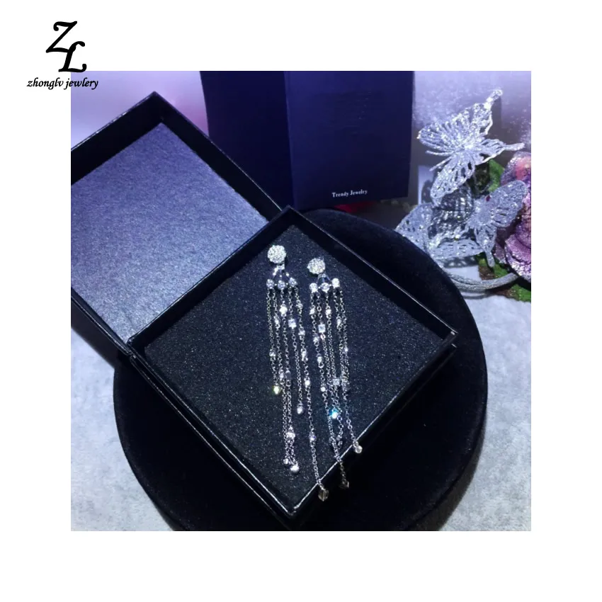 925 стерлингового серебра earpins длинной кисточкой серьги женский zhonglv 2017 куртка ZA