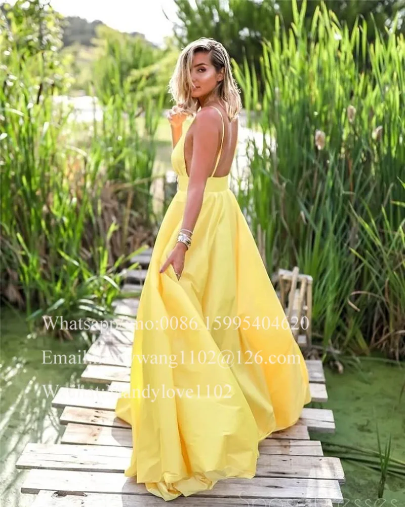 Сексуальное атласное длинное платье с v образным вырезом для выпускного вечера