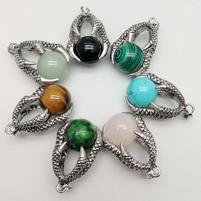 Натуральный 16 мм круглый шар камень Бусины Дракон коготь обернуть подвески для