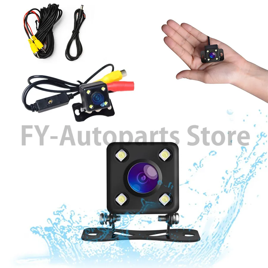 Универсальная автомобильная мини камера заднего вида 4 светодиода кнопка