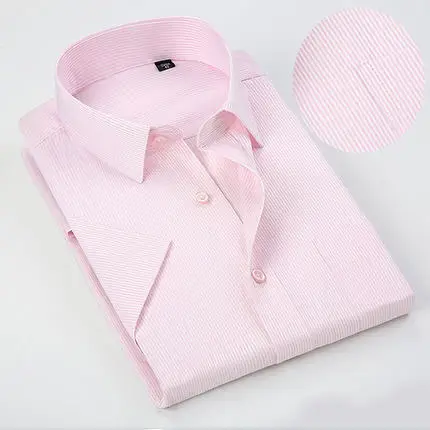 High Quality Striped Twill Casual Business Dress Shirts Short Sleeved White Collar Design Style Wedding 5XL 6XL 7XL 8XL Shirt