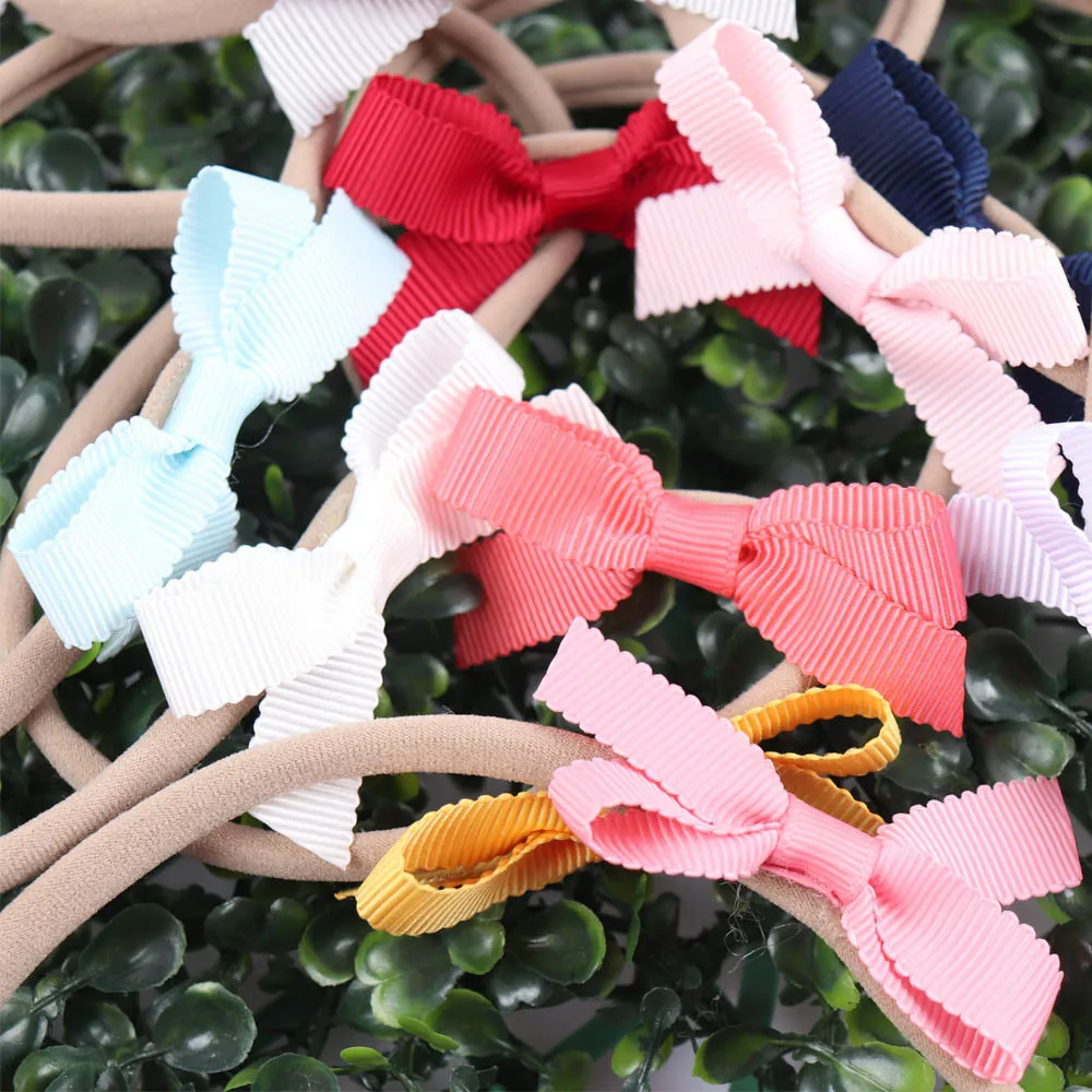 

1 Set (5Pcs) Girls Fashion Headband Solid Ribbon Bowknot with Elastic Nylon Bands Handmade Head Wrap Kids' Cute Hair Accessories
