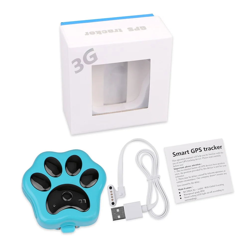 Blue 3g gps-трекер для собак, домашних животных, смарт-кошек, собак, устройство для слежения за домашними животными, голосовой монитор, водонепроницаемый, анти-потеря, WiFi, глобальная RF-V40, бесплатное приложение - Цвет: Blue