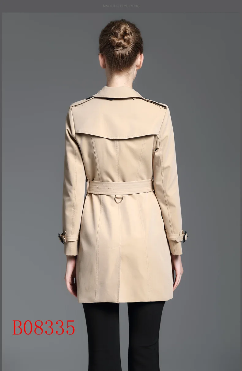 Женский двубортный Тренч в клетку классическое пальто цвета хаки с подкладкой