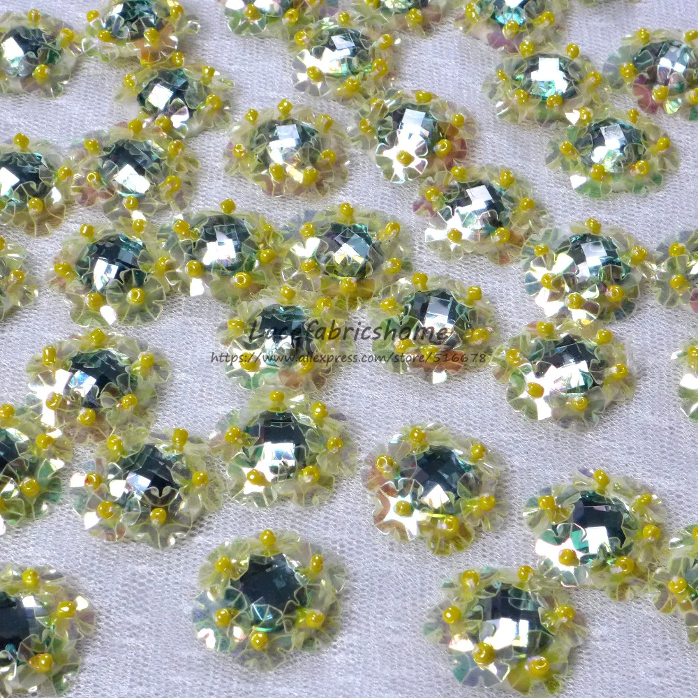 

20pieces/lot High-grade Mixed material 3D patch clothing headdress shoes diy bead flower applique sequins decoration