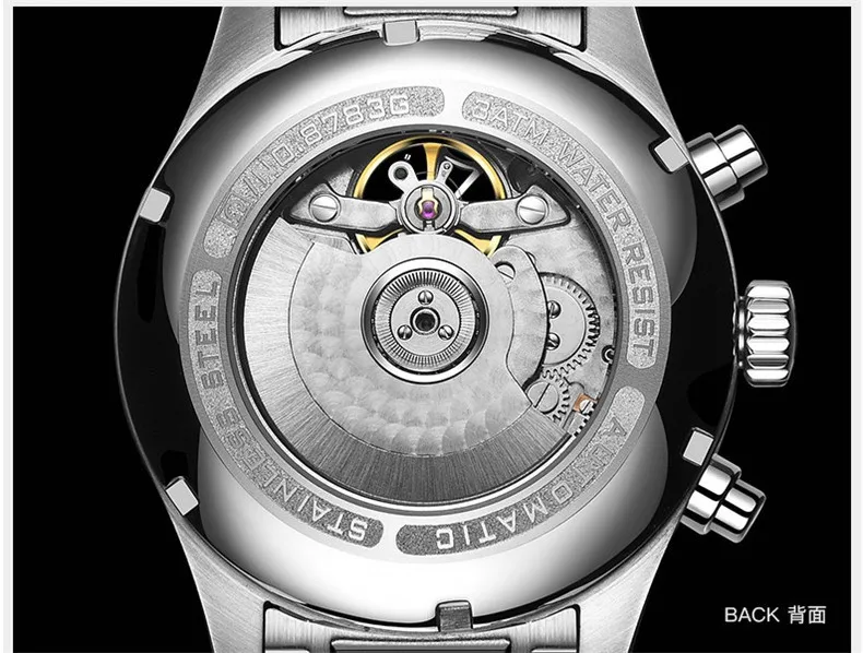 

Luxury CARNIVAL Swim Mens Mechanical Watch Double rotating tourbillon window Full Steel strap Dresses Automatic Date Sport clock