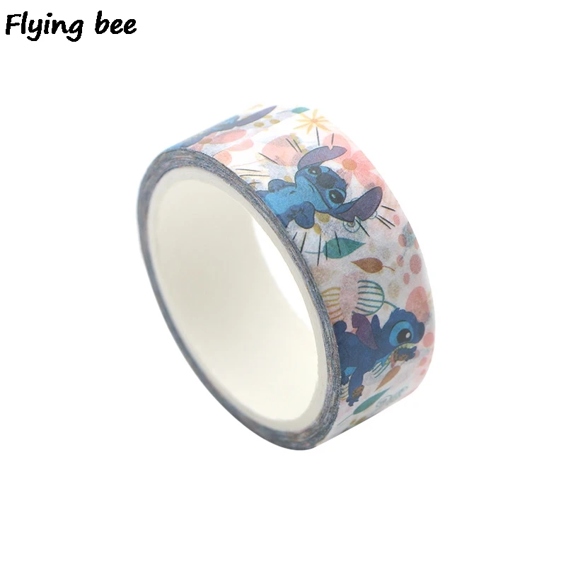 Flyingbee 15 мм X 5 м стежка васи лента бумага DIY декоративная клейкая лента канцелярские Мультяшные маскирующие Ленточные принадлежности X0298
