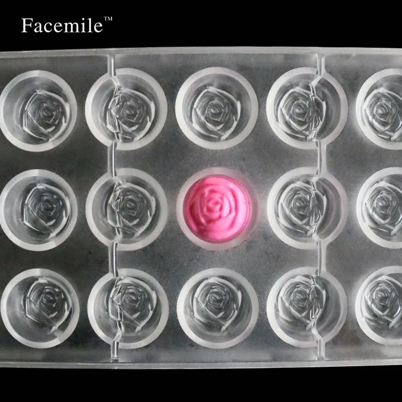 Facemile розы Поликарбонат шоколада Пластик конфеты формы для выпечки Кондитерские