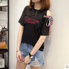 Женская летняя футболка в Корейском стиле Харадзюку, футболка в стиле пэчворк с буквенным принтом и вырезами, повседневные белые рубашки, женские топы, новинка 2022