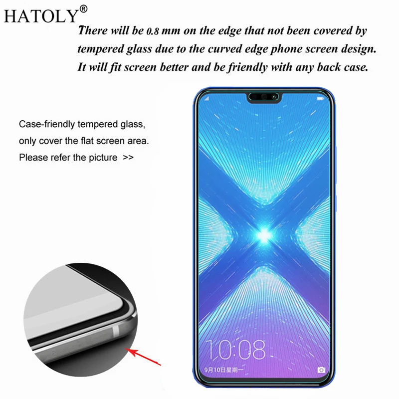 Protector de pantalla de vidrio templado para m&oacute;vil, pel&iacute;cula protectora de vidrio para Huawei Honor 8X 8, 2 unidades-1