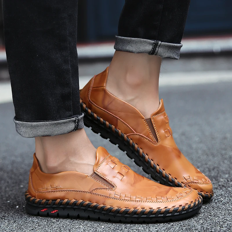 Туфли мужские из натуральной кожи итальянские брендовые без застежки Роскошные