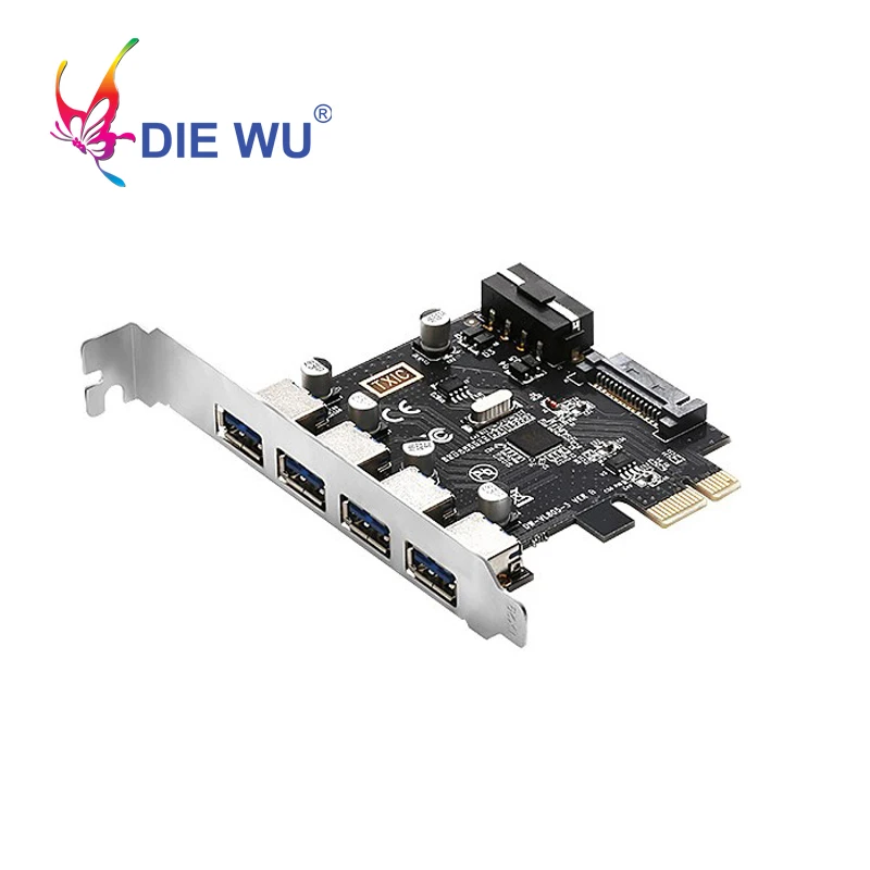 Карта расширения PCIe на 4 порта USB 3 0 5 Гбит/с с контактным или 15 источником питания