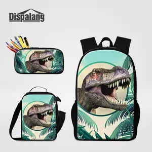 dispalang 3pcs schoolbag cool dinosaur printed student school backpack with pencil bag primary school book bags for teenager free global shipping