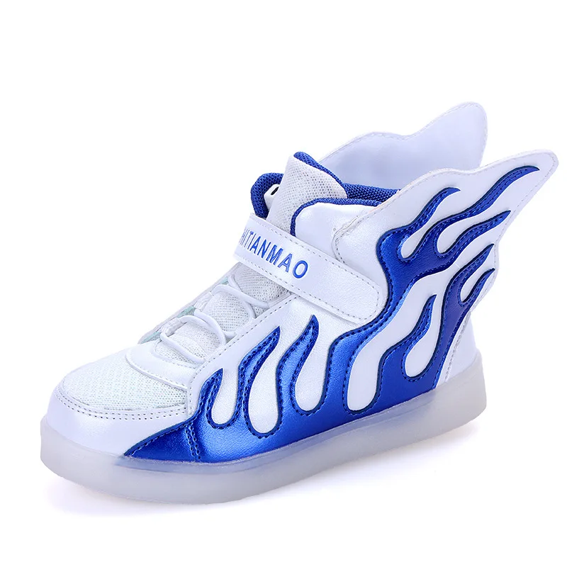 

7 Colors Children Sneakers LED Light Shoes usb charging Boys Girls Luminous Led Shoes glowing kids shoes with lights wings