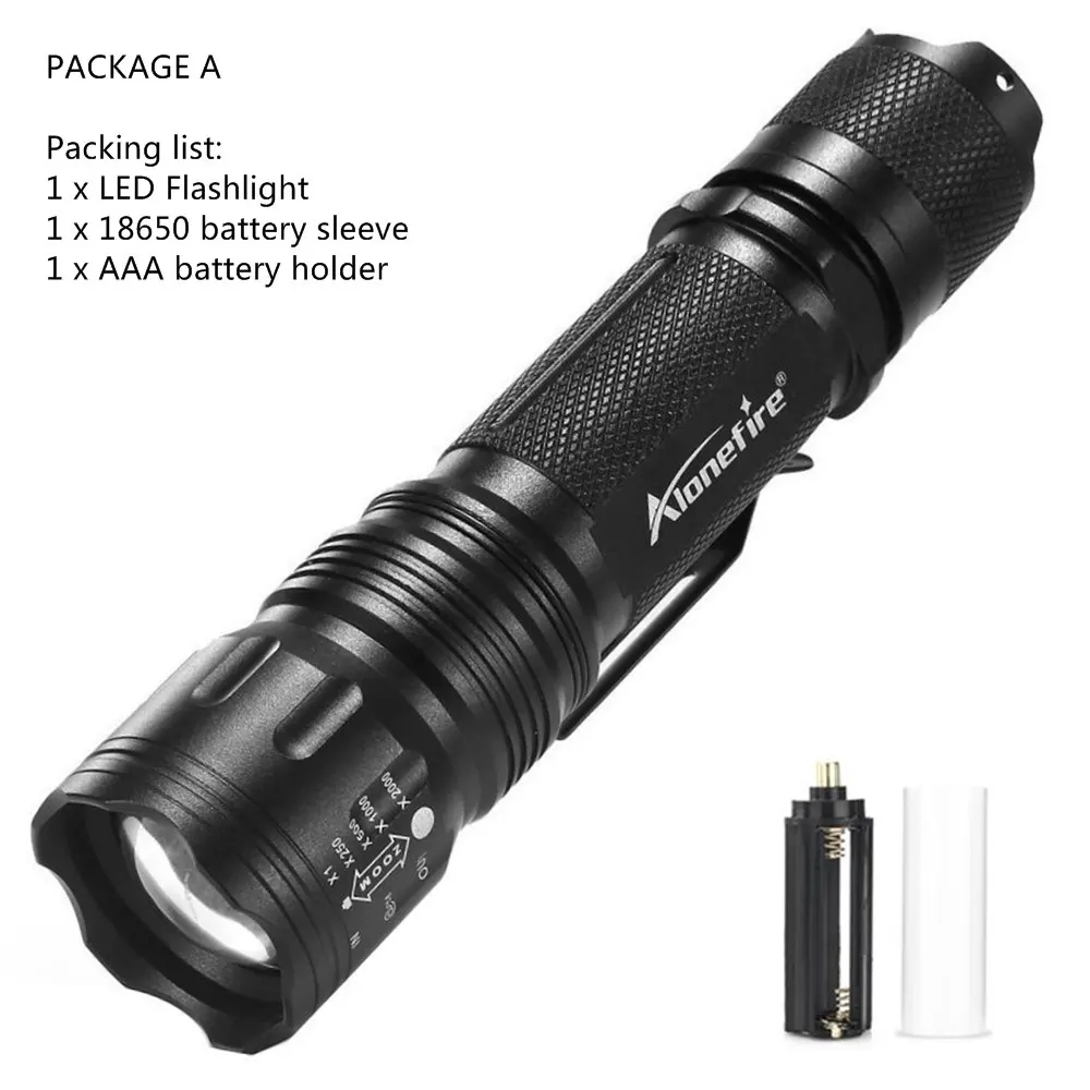 PACKAGE A AloneFire TK105 высокомощный светодиодный фонарик XP-L V6 масштабируемый водонепроницаемый рабочий патруль ручной фонарь туристический походный альпинистский фонарь - Испускаемый цвет: PACKAGE A
