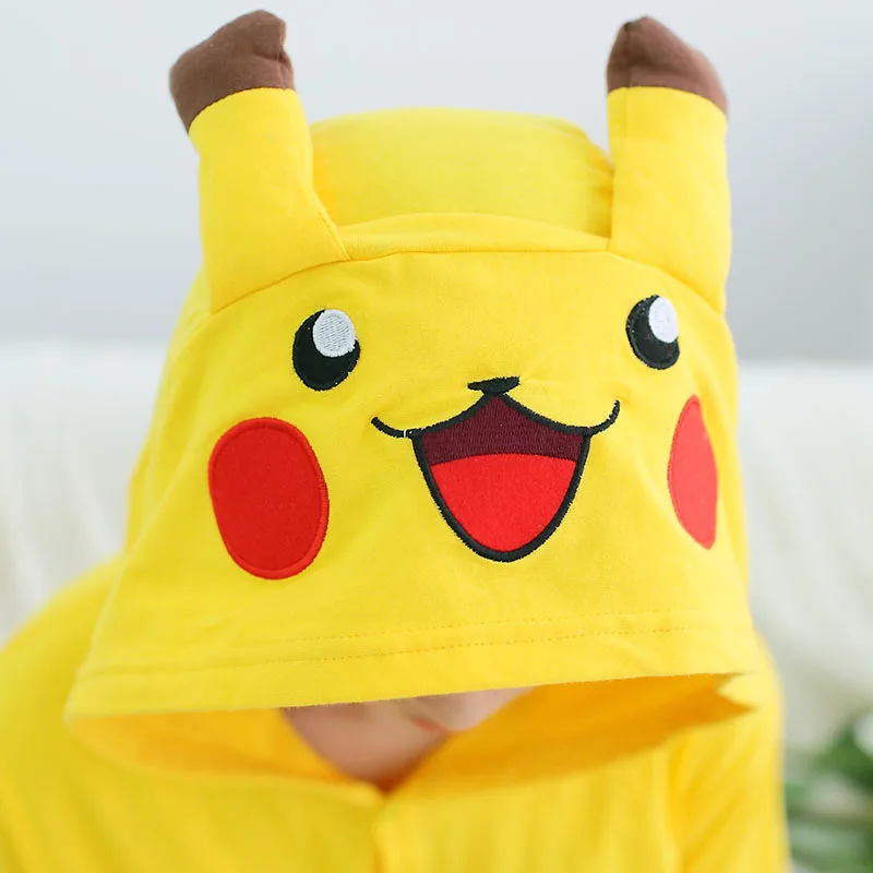 Poke mon Pika chu Anime Cosplay Costume Summer Jumpsuit Short Sleeve Cartoon Animal Pajamas Pyjamas Onesie for Adults Sleepwear |