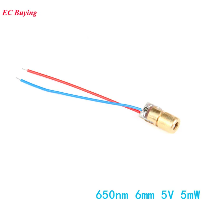 10pcs/lot 650nm 6mm 5V 5mW Laser Dot Diode Module Head With Red Dot|head moving|module connectorhead dvd |