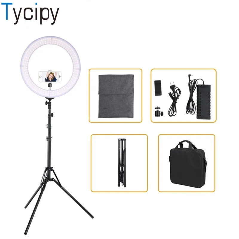 Tycipy 18 &quotкольцевой светильник с регулируемой яркостью для фотосъемки 3200 K-5500 K