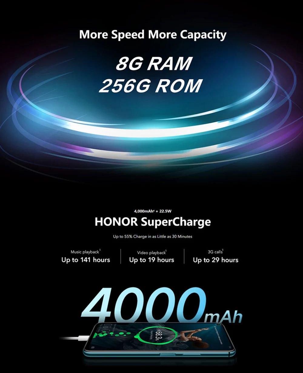 Honor 20 pro мобильный телефон полный экран AI камера Kirin 980 Восьмиядерный отпечаток пальца ID NFC Android 9
