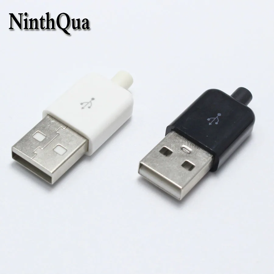 100 комплектов 4 контактный разъем USB типа А папа с белой черной пластиковой