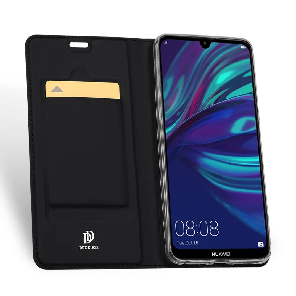 DUX DUCIS Leather Flip Case for HUAWEI Y7 2019 business Wallet phone Bags Cases on PRIME protective case | Мобильные телефоны и