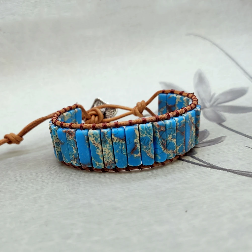 handmade dropshipping boho wrap bracelet for women Leather rope Natural stone Fancy | Украшения и аксессуары