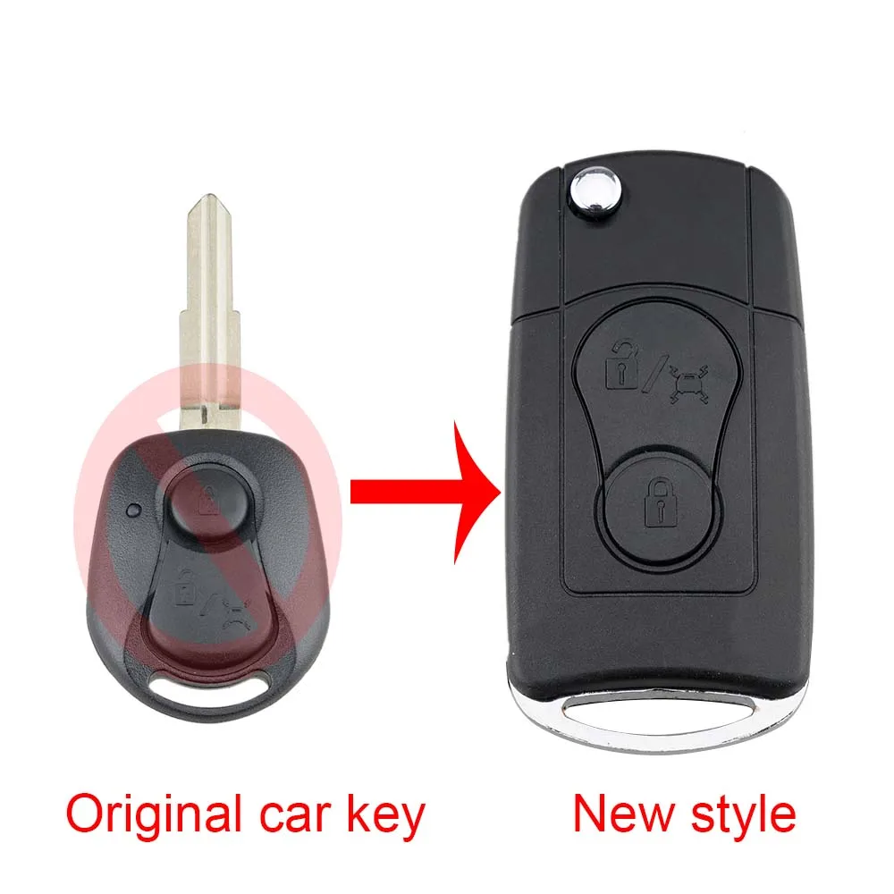 Upgraded Car key BHKEY 2 кнопки обновленный Флип складной чехол для дистанционного ключа от машины для SsangYong Actyon Kyron Rexton чехол для ключа пустой - Количество кнопок: Upgraded Car key