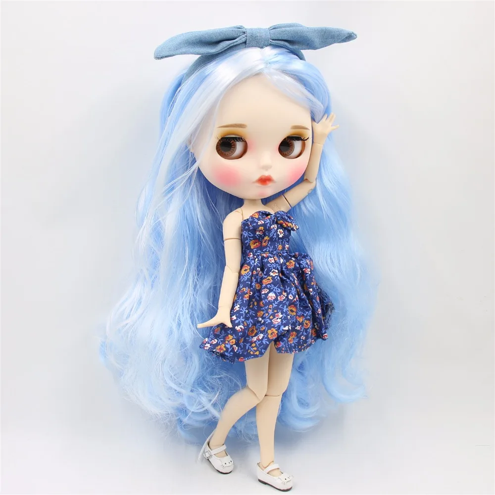 Ледяной DBS Blyth кукольные 1/6 bjd шарнирное тело бело голубые волосы из белой кожи