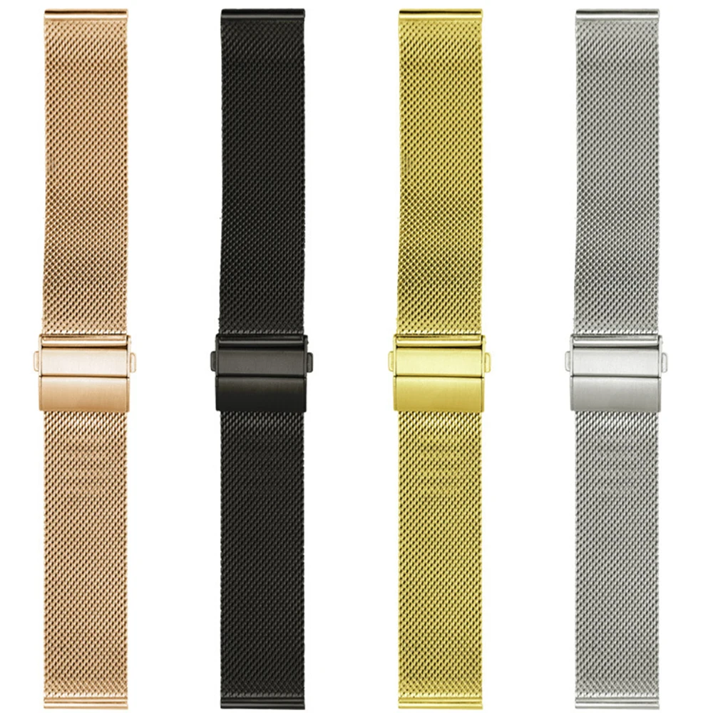 16 18 20 22mm Quick Release Stainless Steel Mesh Milanese Strap Watchbands Double Press Butterfly Clasp Gear S2 S3 Galaxy Watch