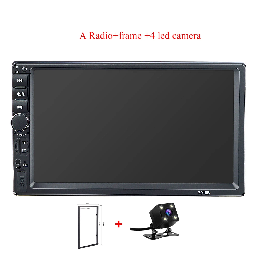 frame - 4led camera Авторадио 2Din Автомагнитола Кош рекордер 7 дюймов сенсорный экран автомобильный аудио Bluetooth FM Камера заднего вида 7018B MP5 мультимидио плеер - Цвет: frame - 4led camera