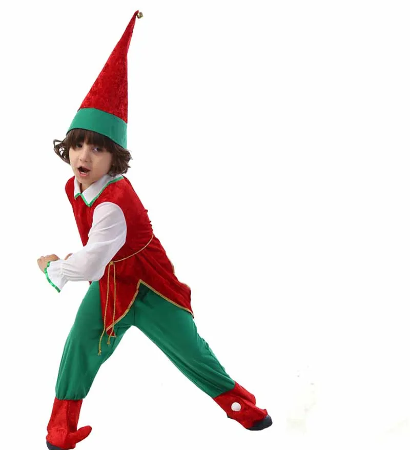3-12Y Children`s Christmas Santas Elf Costume Boy's Toddler New Year For Boys Kids Fancy Dress | Тематическая одежда и