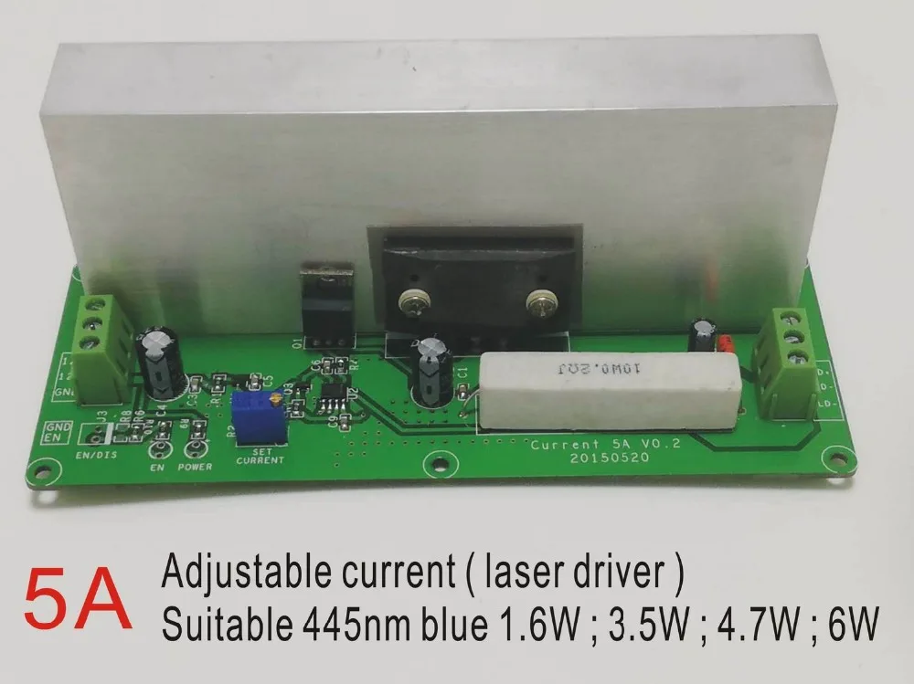 Высокая мощность 445нм синий лазерный диод Драйвер Регулируемый ток 0 ~ 5A с TTL 12V