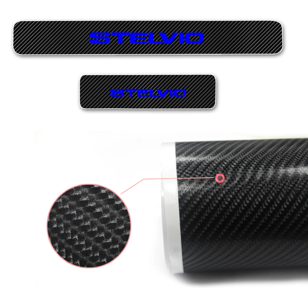 

Auto Accessories For Alfa Romeo 4C Giulia Giulietta Stelvio Car Plate 4D Carbon Fiber Vinyl Stickers door Sill Scuff Decal 4Pcs