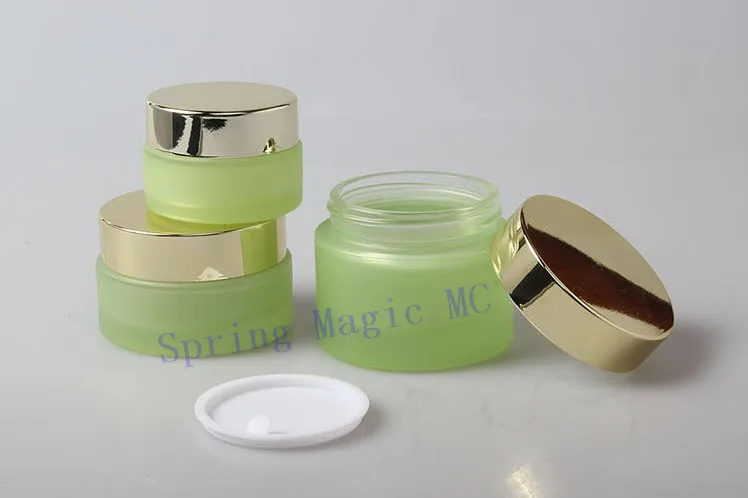 Сине-зеленые стеклянные банки для крема масок глаз эссенций косметики пустые