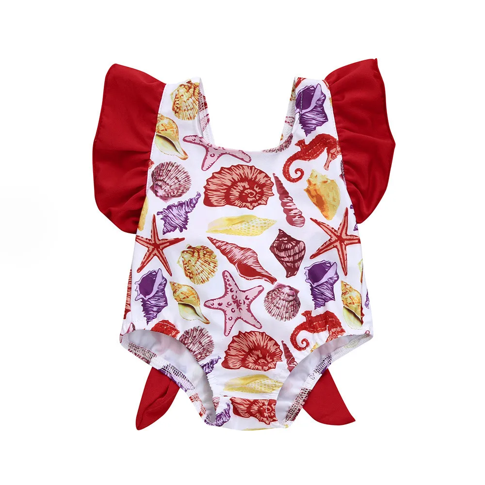 Red 12M Купальные костюмы для маленьких девочек; купальный костюм с бантом и открытой спиной; детская мода г.; летняя одежда для маленьких девочек - Цвет: Red 12M