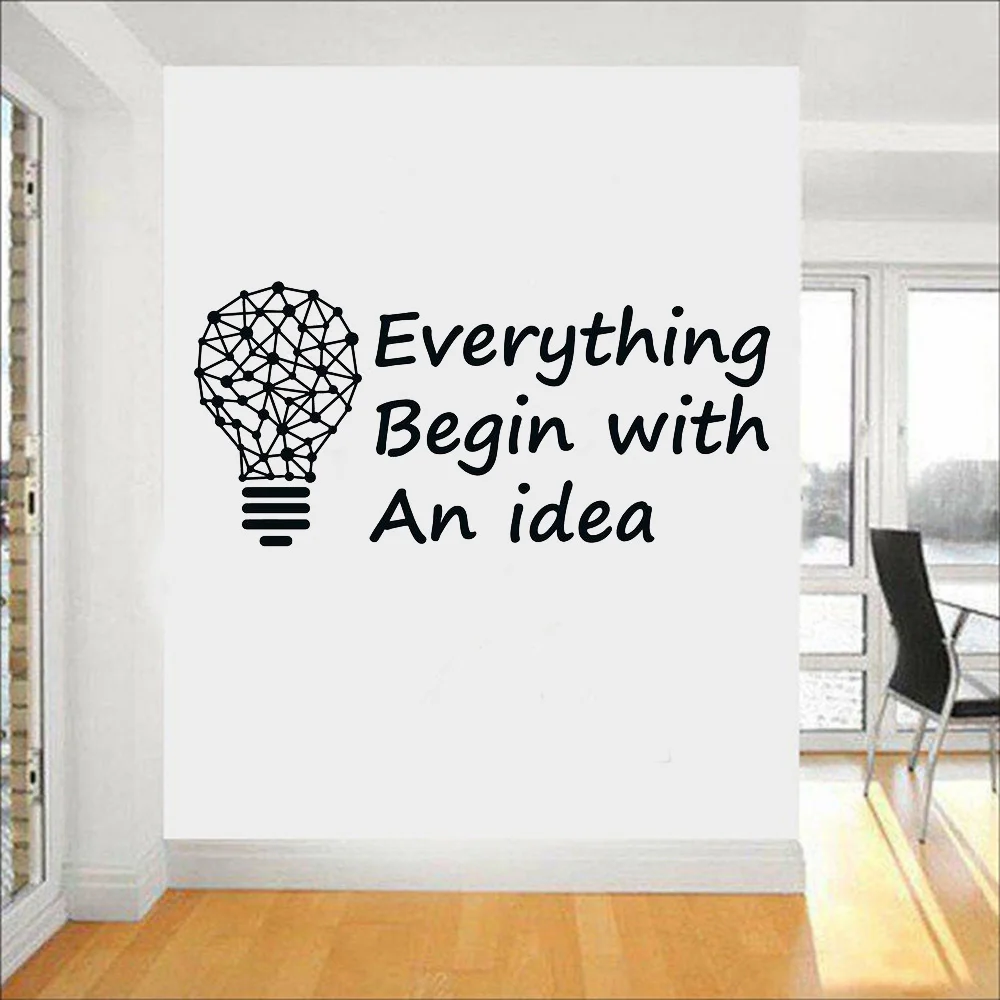Геометрическая лампочка с предложением Настенная Наклейка надписями фотообои
