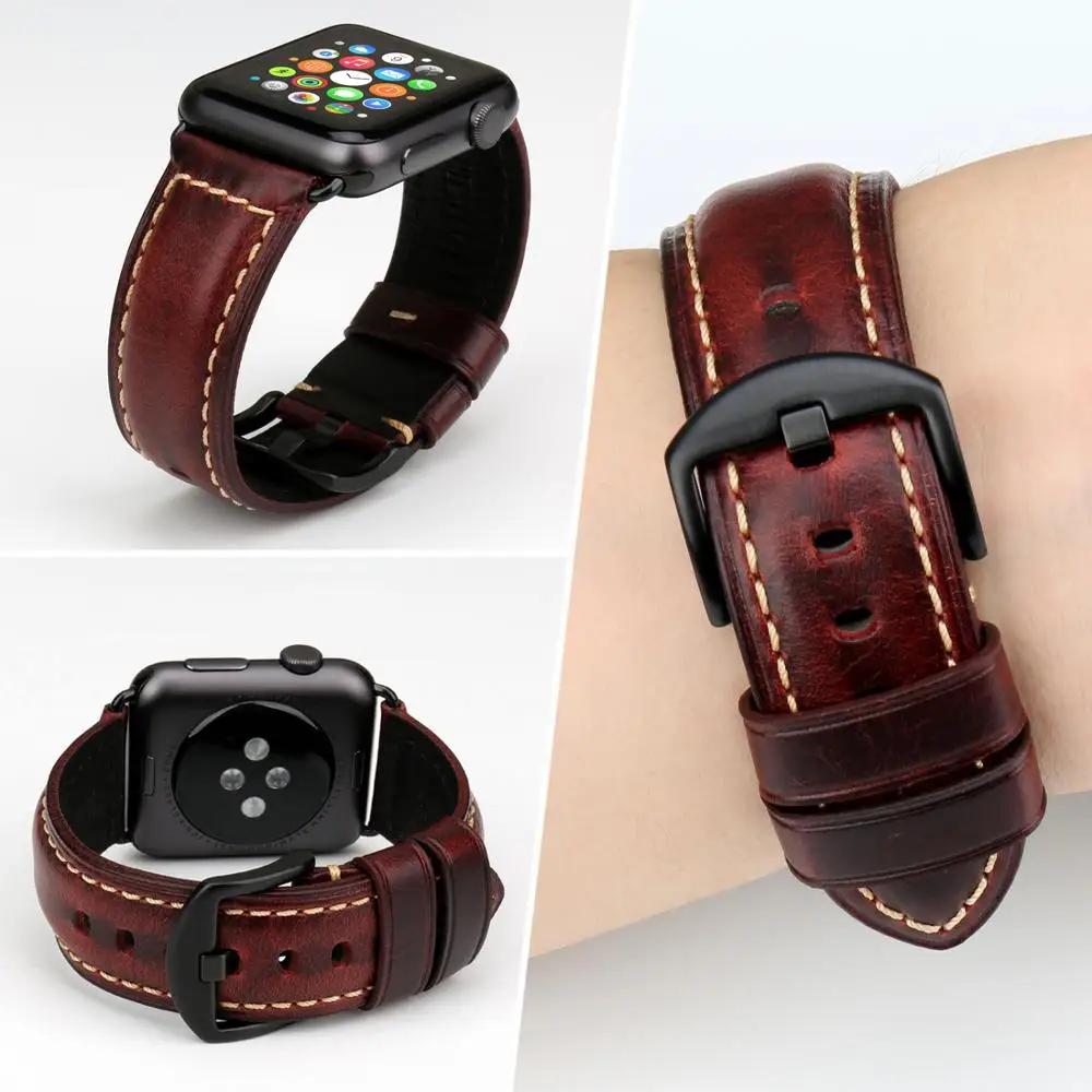 Фото Ремешок из натуральной кожи для Apple Watch Series 5 4 3 2 1, 42 мм 38 мм №5