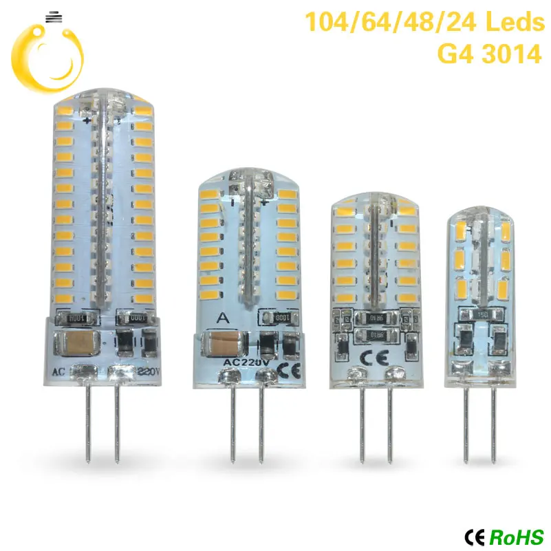 Светодиодная мини-лампа G4 SMD3014 10 шт./лот 220 В переменного тока 12 постоянного |
