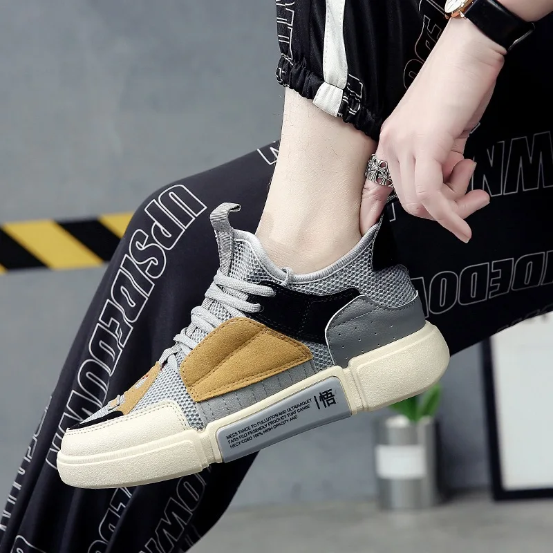 Модная мужская обувь; Tenis Masculino Adulto; классические черные и белые лоскутные сетчатые туфли на шнуровке; Zapatillas Superstar; повседневные кроссовки - Цвет: Серый
