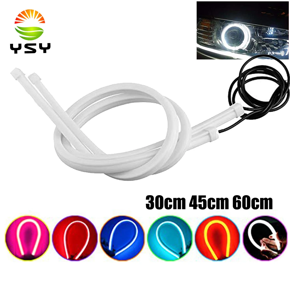 YSY 2x30 см 45 60 гибкие DRL светодиодные дневные ходовые огни мягкая трубка
