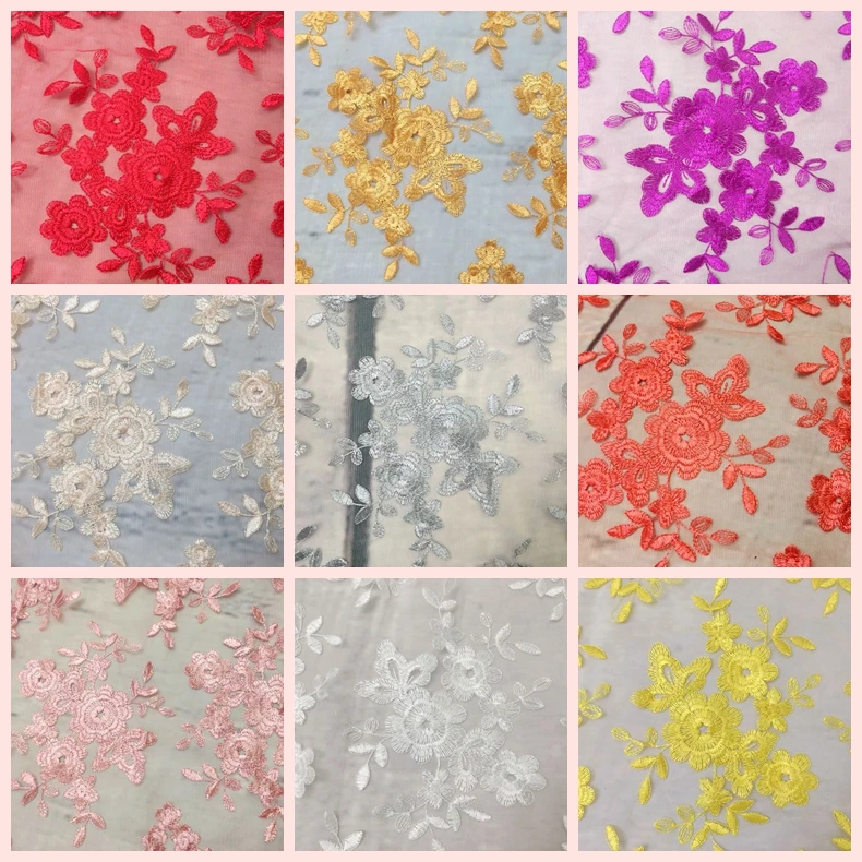 FFLACELL 1 ярд африканские тюлевые шнурки ткань сетка Цветочная вышивка для платья