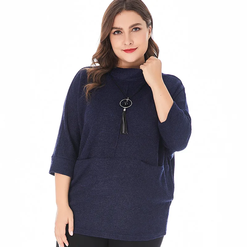 MG 2019 Fall Womens Seven-quarter sleeve Sweater fashion ladies Plus Size Casual mom office lady elegant tops 4XL 5XL 6XL Женская