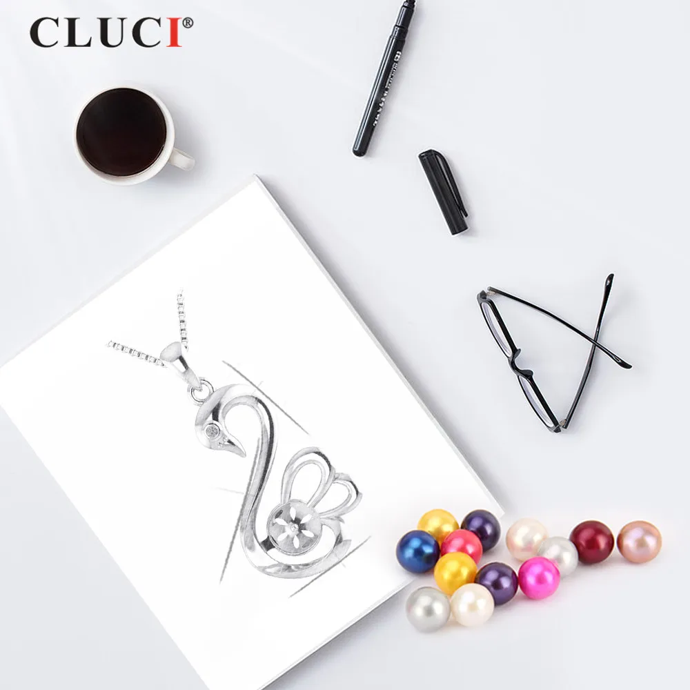 CLUCI циркония Лебедь жемчужное ожерелье Модные ювелирные изделия для женщин